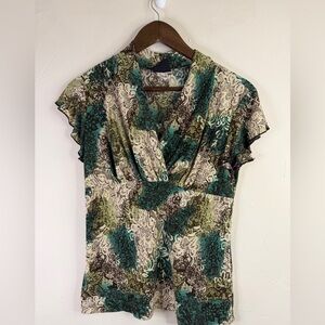 Y2K Blouse in Teal & Cream